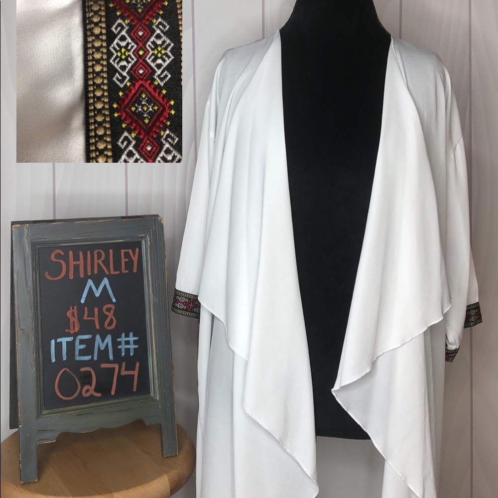 White Silk Kimono with Colorful Threading